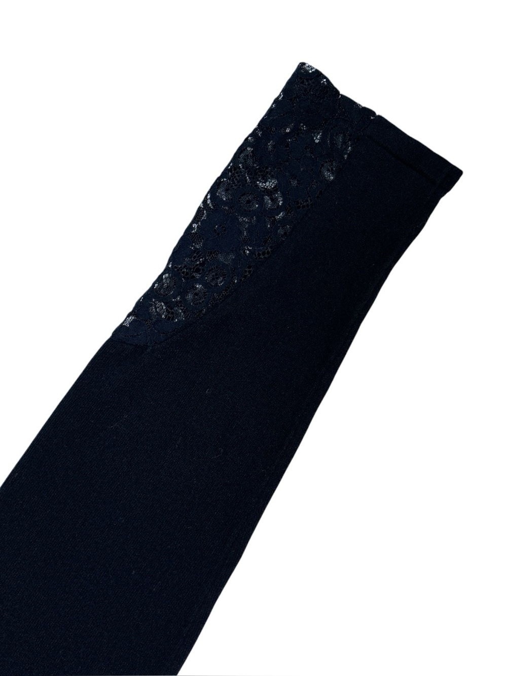 Style & Co. Sweater Black Lace Trim Ruffle Hem Cotton Blend Boho Whimsigoth L - Picture 4 of 9